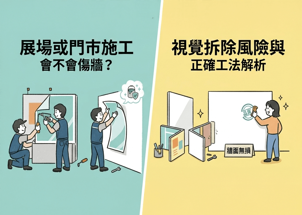 展場或門市施工會不會傷牆？視覺拆除風險與正確工法解析｜天地數位影像 TD PRINT